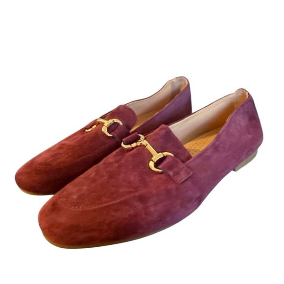 Joie burgundy suede loafer flats with buckle size 9 - Picture 1 of 11